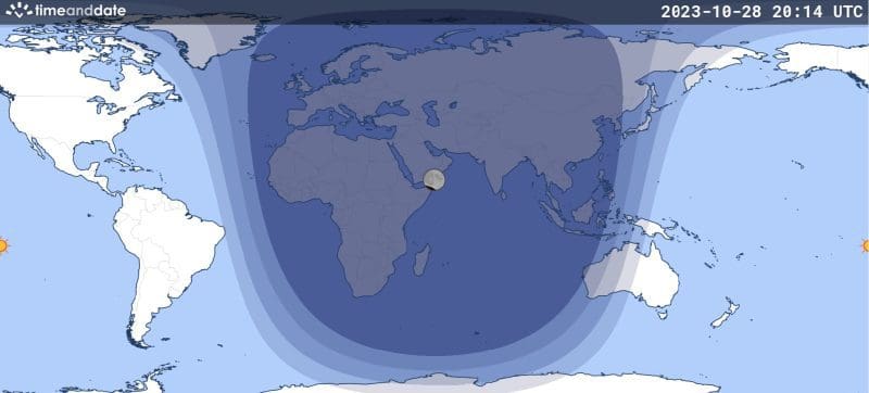 Lunar Eclipse October 2023 Map
